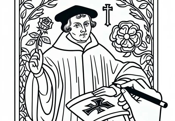 Раскраска Лютера к Реформации. Бесплатно скачать