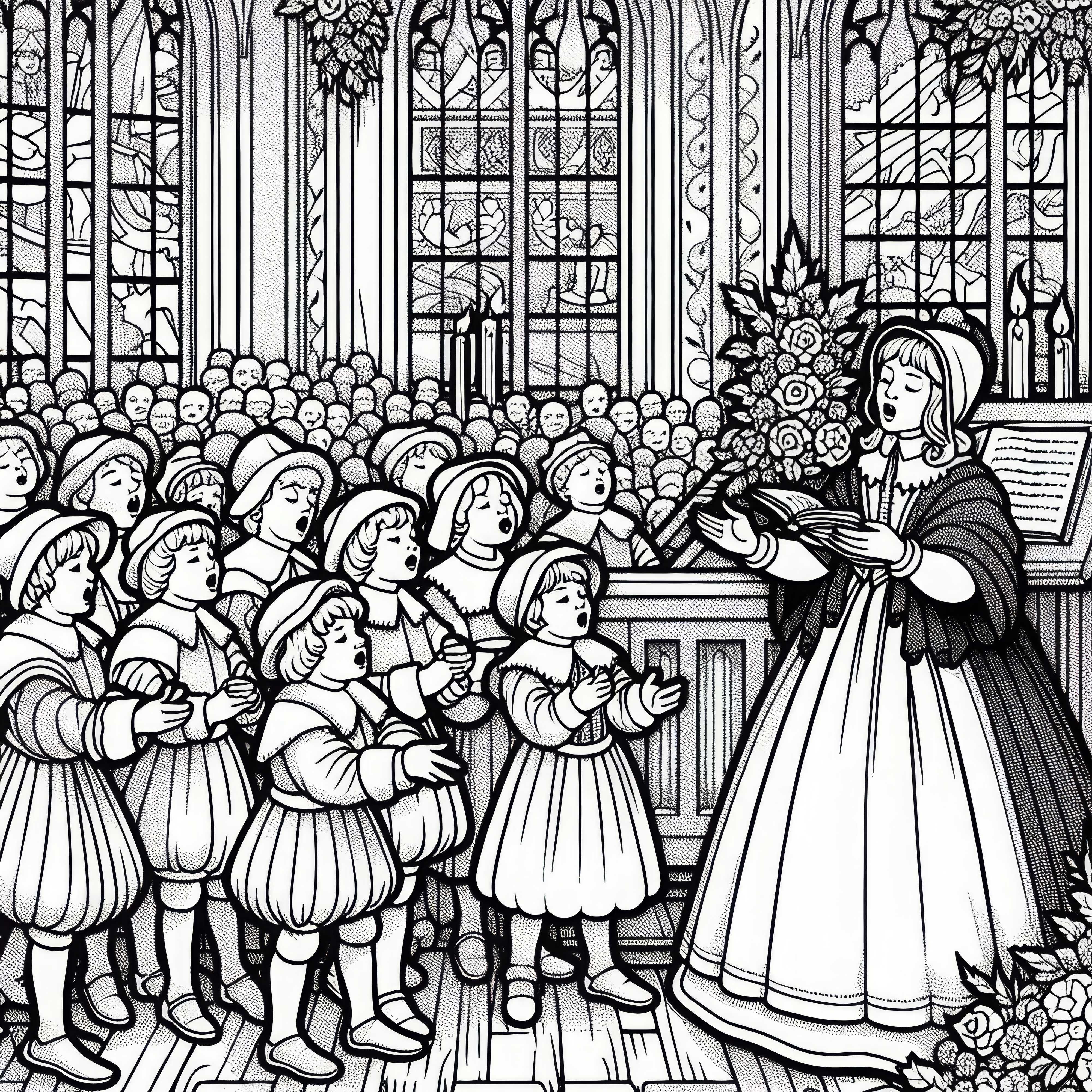 Дети поют реформаторский хорал &ndash; Бесплатная раскраска Реформации