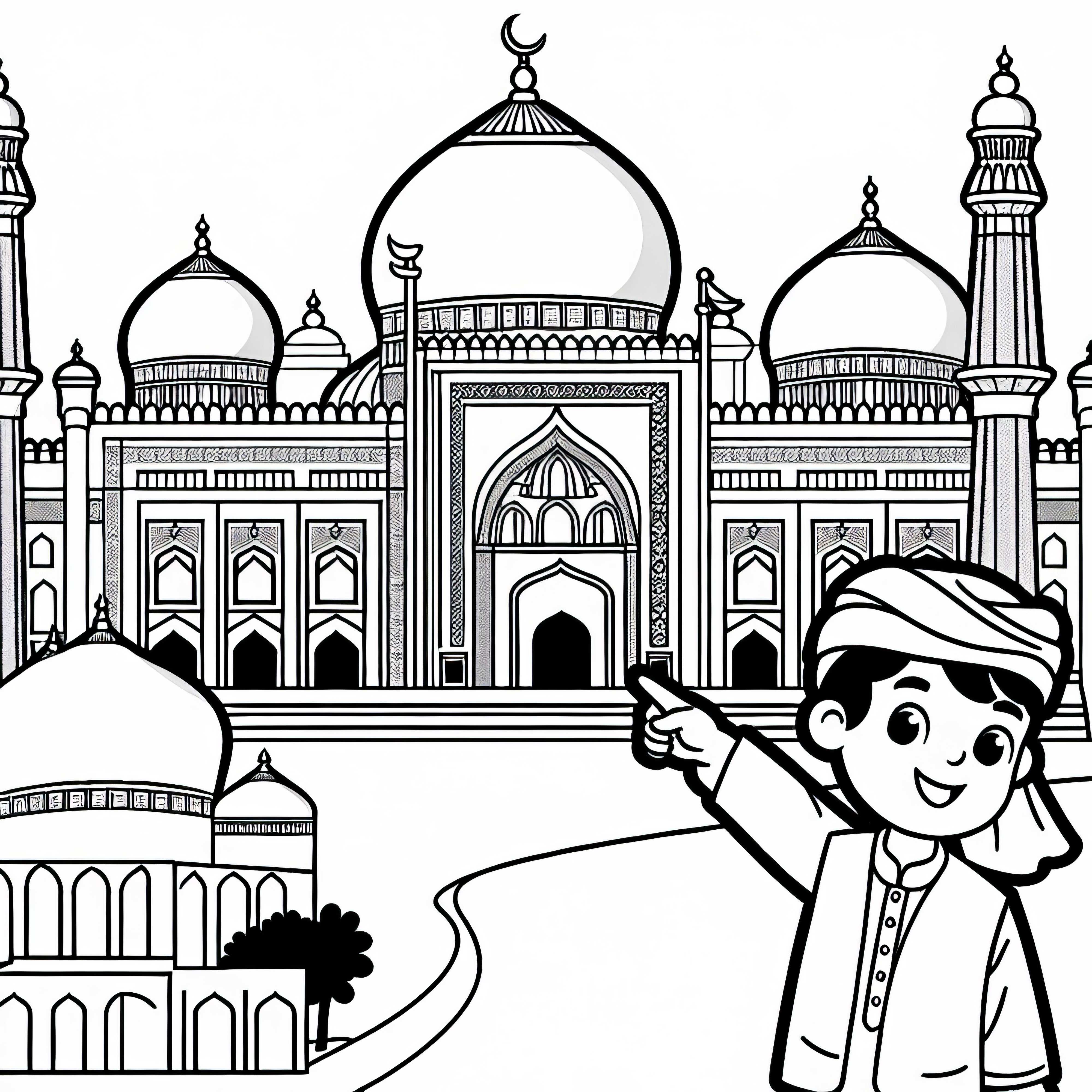 Modello da colorare della Grande Moschea per la cultura islamica gratuito