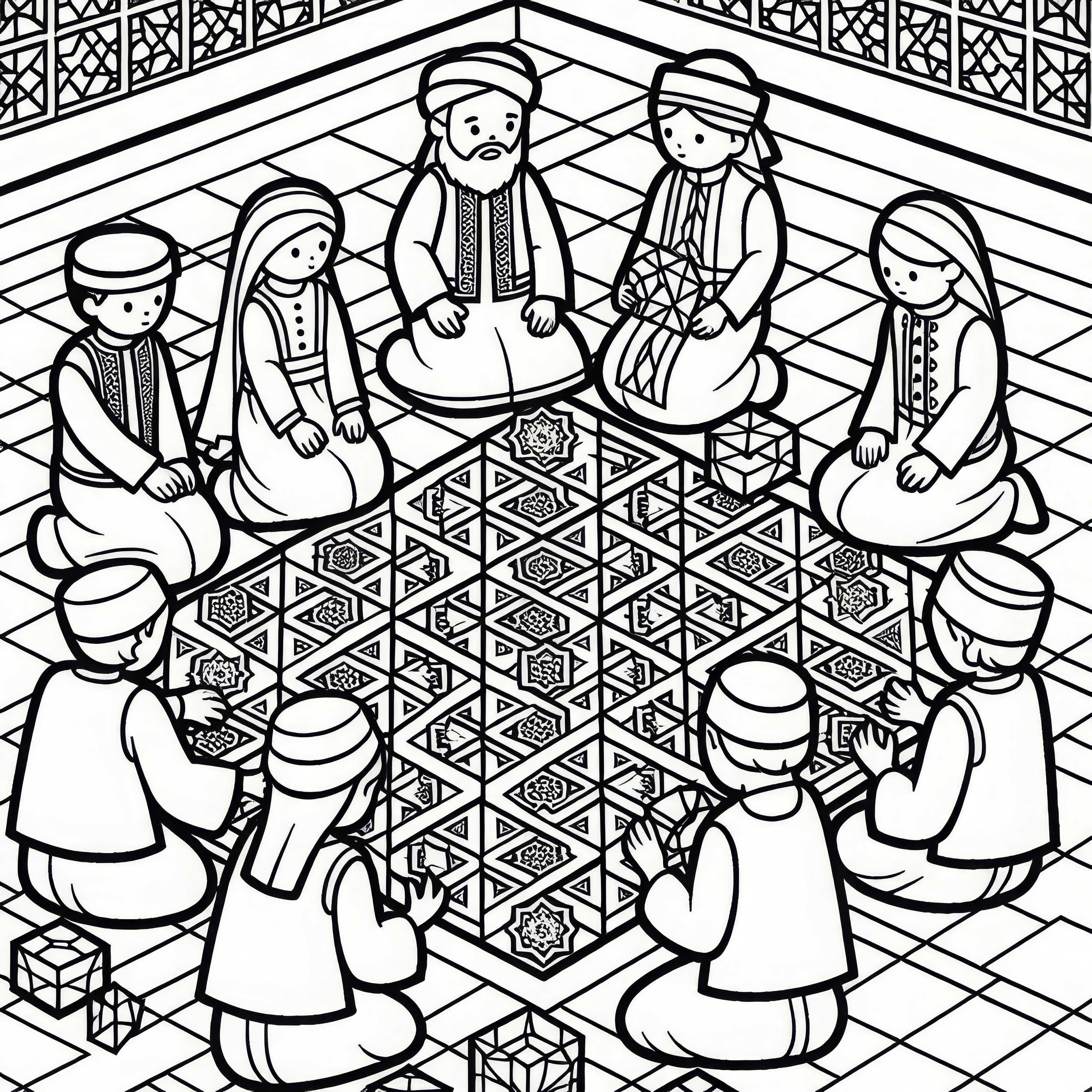 Motivi geometrici sul pavimento - Disegno da colorare cultura islamica gratis