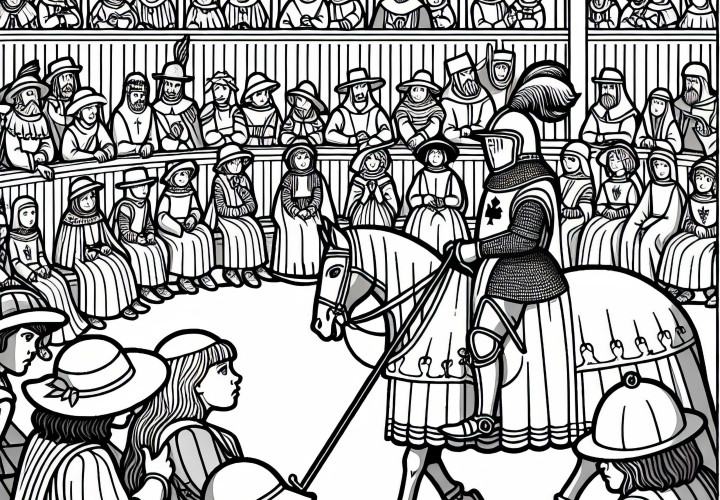 Раскраска времен рыцарей: Бесплатный шаблон для раскрашивания для детей