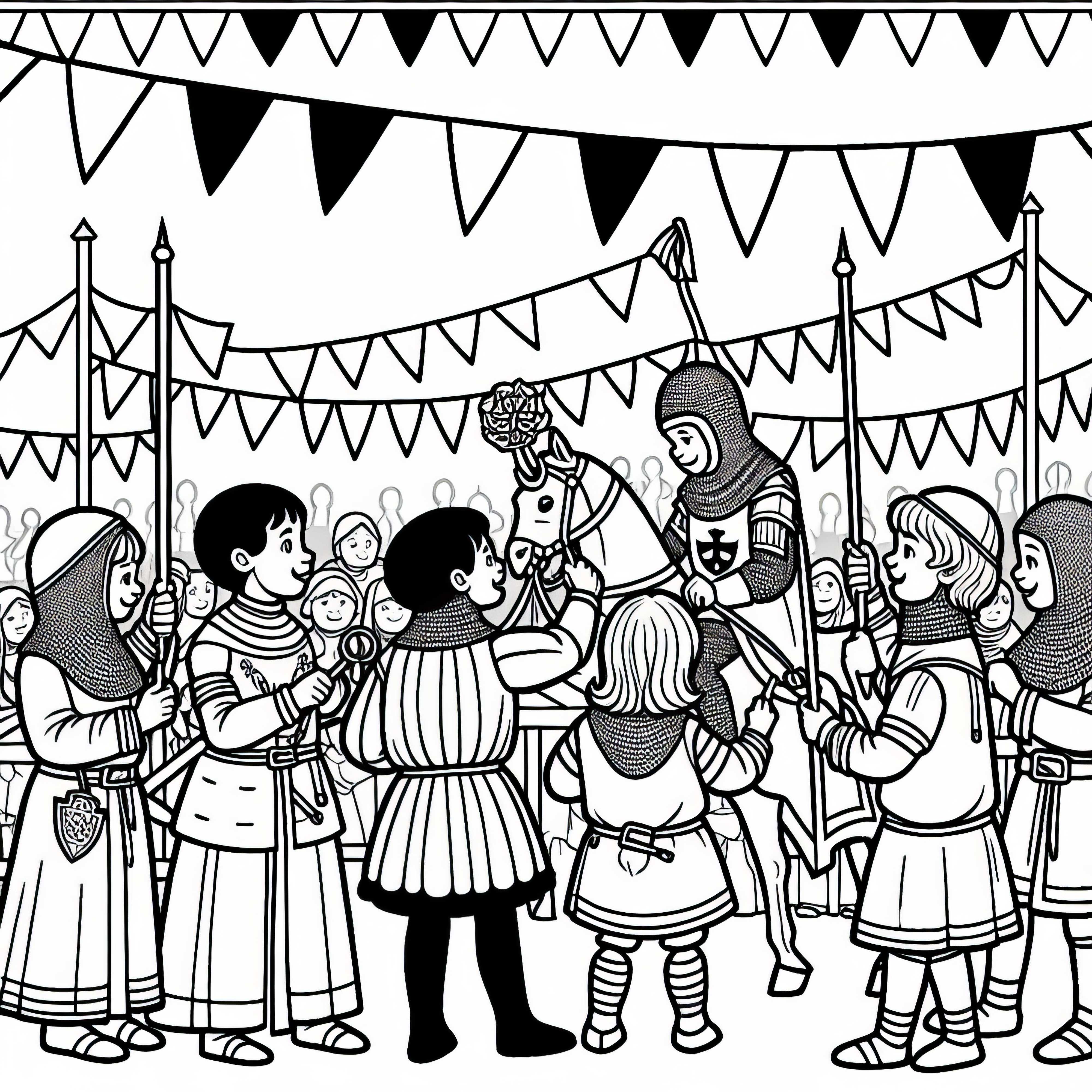 Turneringsplass med vimpler &ndash; Malebilde fra riddertiden gratis