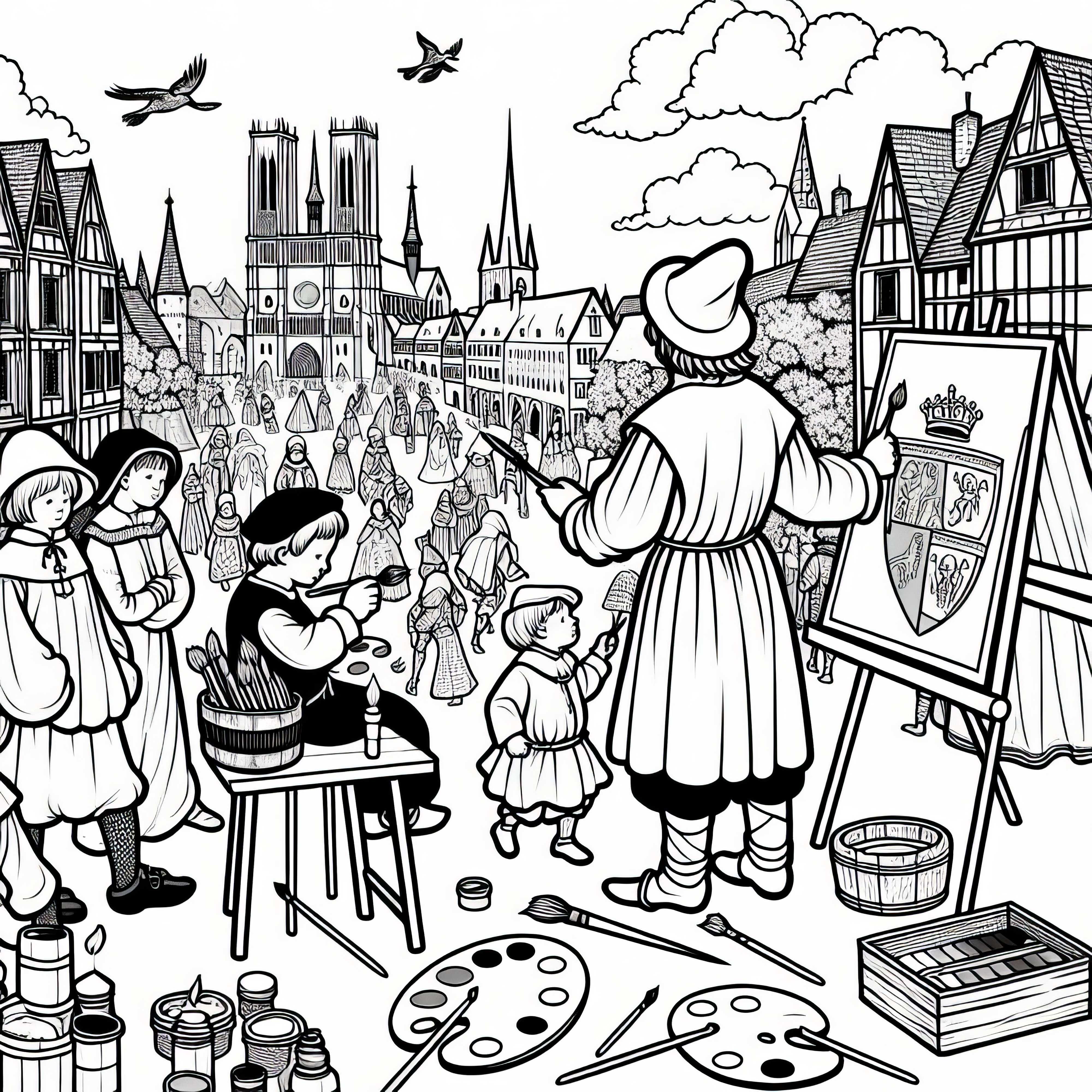 Heraldisk maler Fargelegging Bilde byliv Middelalder Gratis