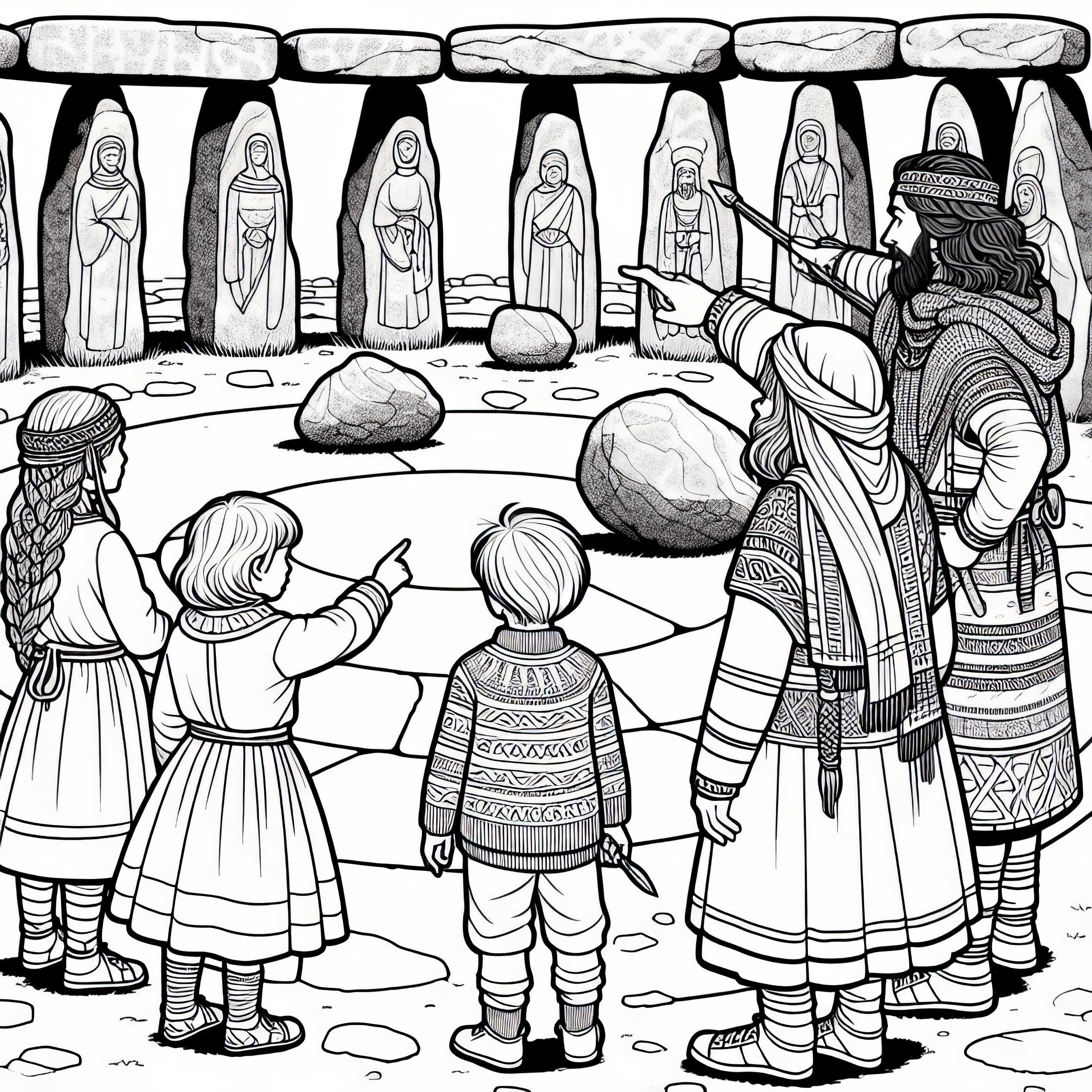 켈트인 스톤 서클 색칠 그림 무료 다운로드