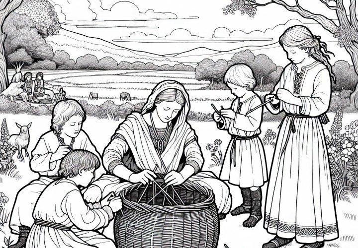 Fletting av en kurv av grener – Malebilde av kelterne gratis