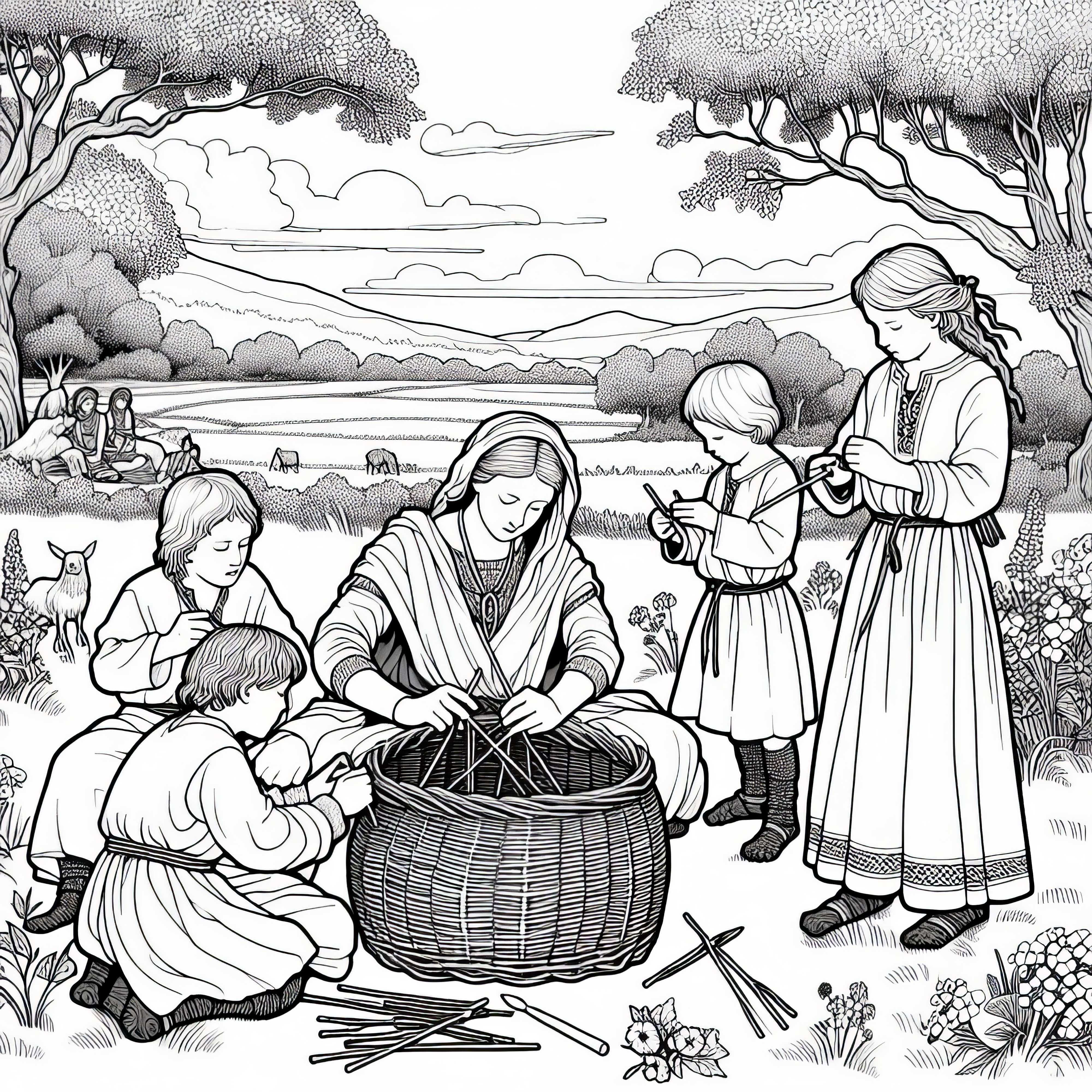 Fletting av en kurv av grener &ndash; Malebilde av kelterne gratis