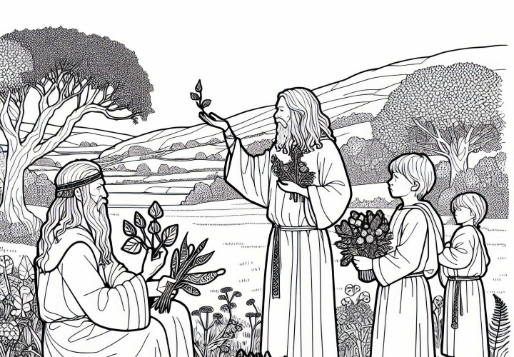 Druidene fargelegging for kelterne – Gratis fargeleggingsbilde