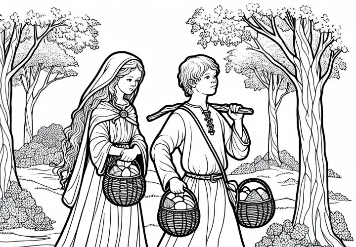 Люди приносят жертвы на поляну – раскраска кельтов бесплатно