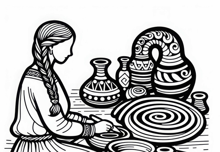 Jente former leirfigurer i spiraler – Malemaleri keltisk gratis