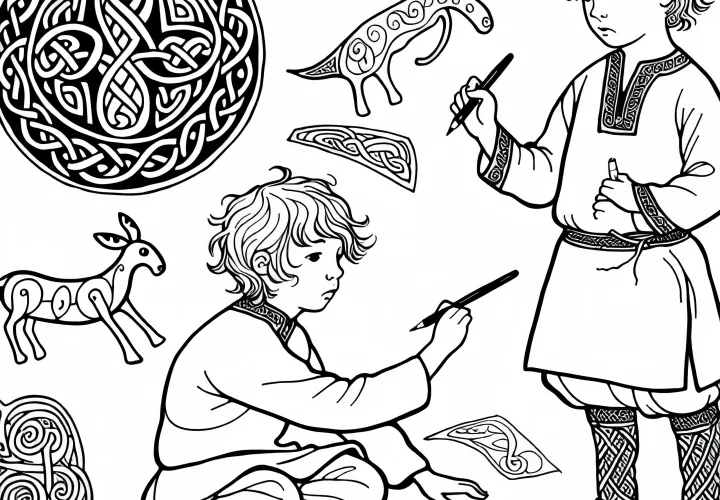 Рисунок для раскрашивания для детей: Рисование животных в кельтском стиле