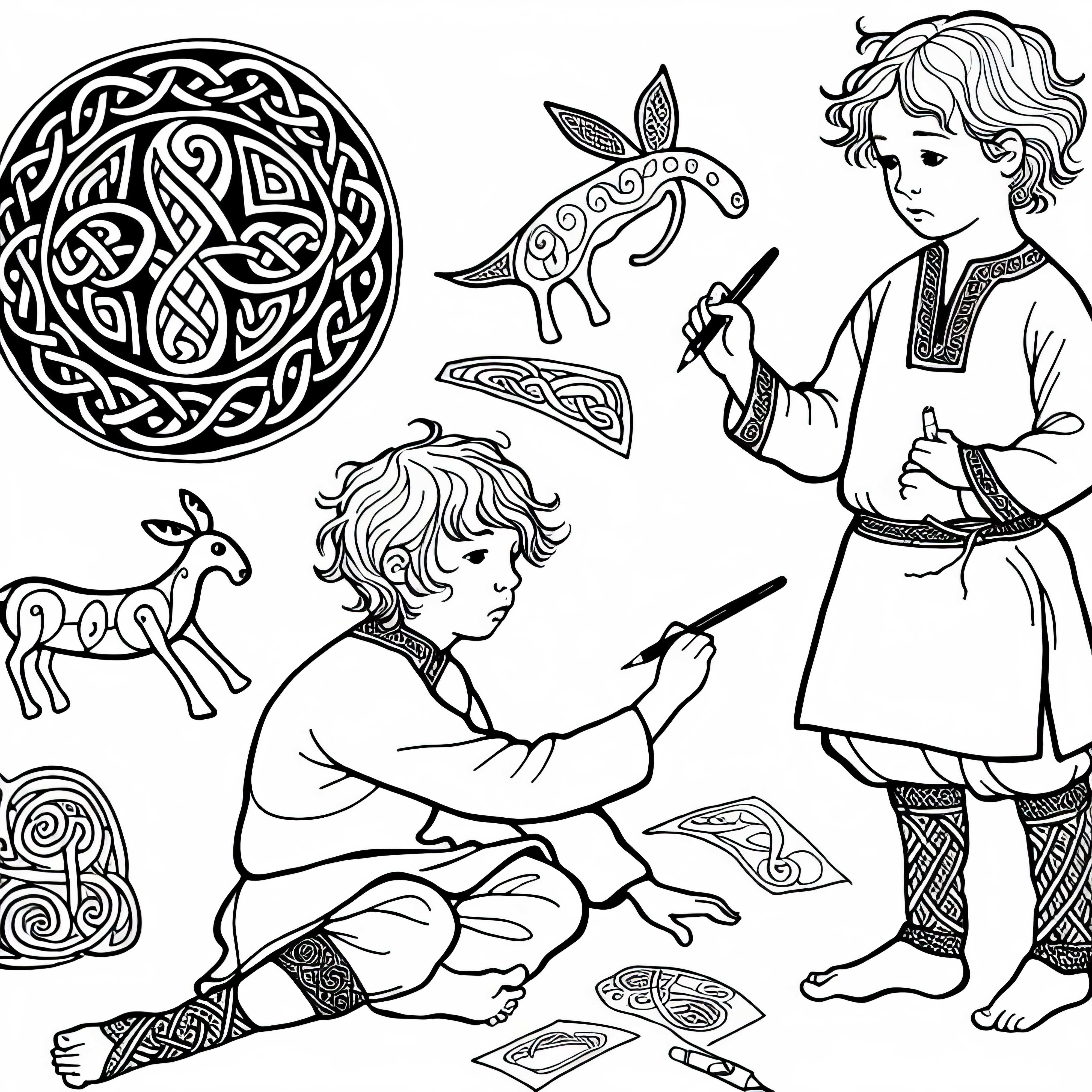 Раскраска для детей: рисование животных в кельтском стиле