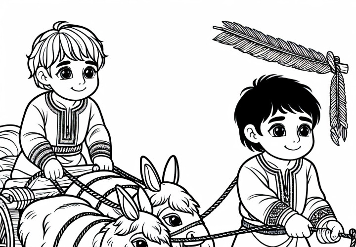 Geiter trekker vogner – Fargeleggingsmal for hunere til gratis nedlasting