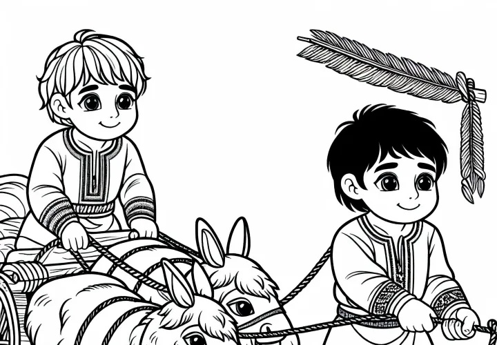 Geiter trekker vogner – Fargeleggingsmal for hunere til gratis nedlasting