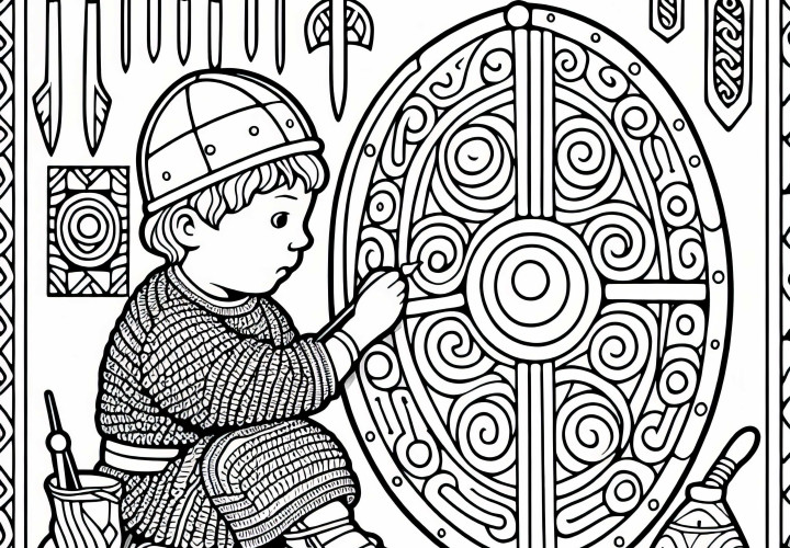 Д дитя раскрашивает табличку с узорами – Раскраска гунны бесплатно