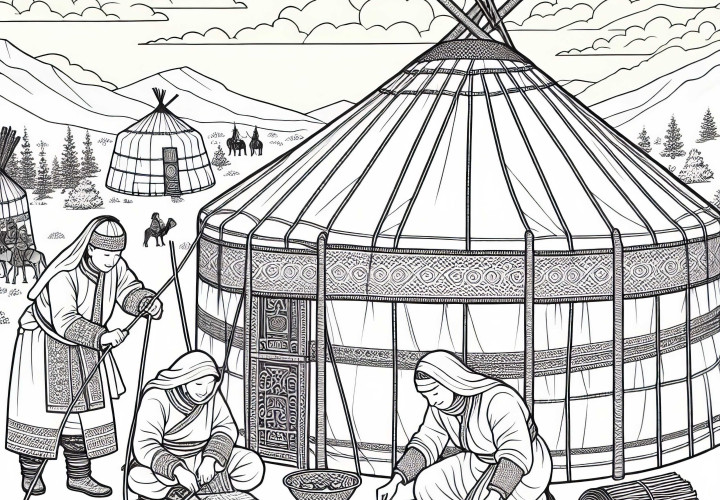 Disegno da colorare giurta mongola da scaricare gratuitamente