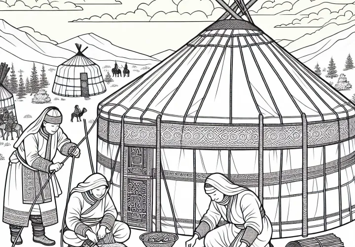 Юрта Раскраска Монгола Бесплатно Скачать