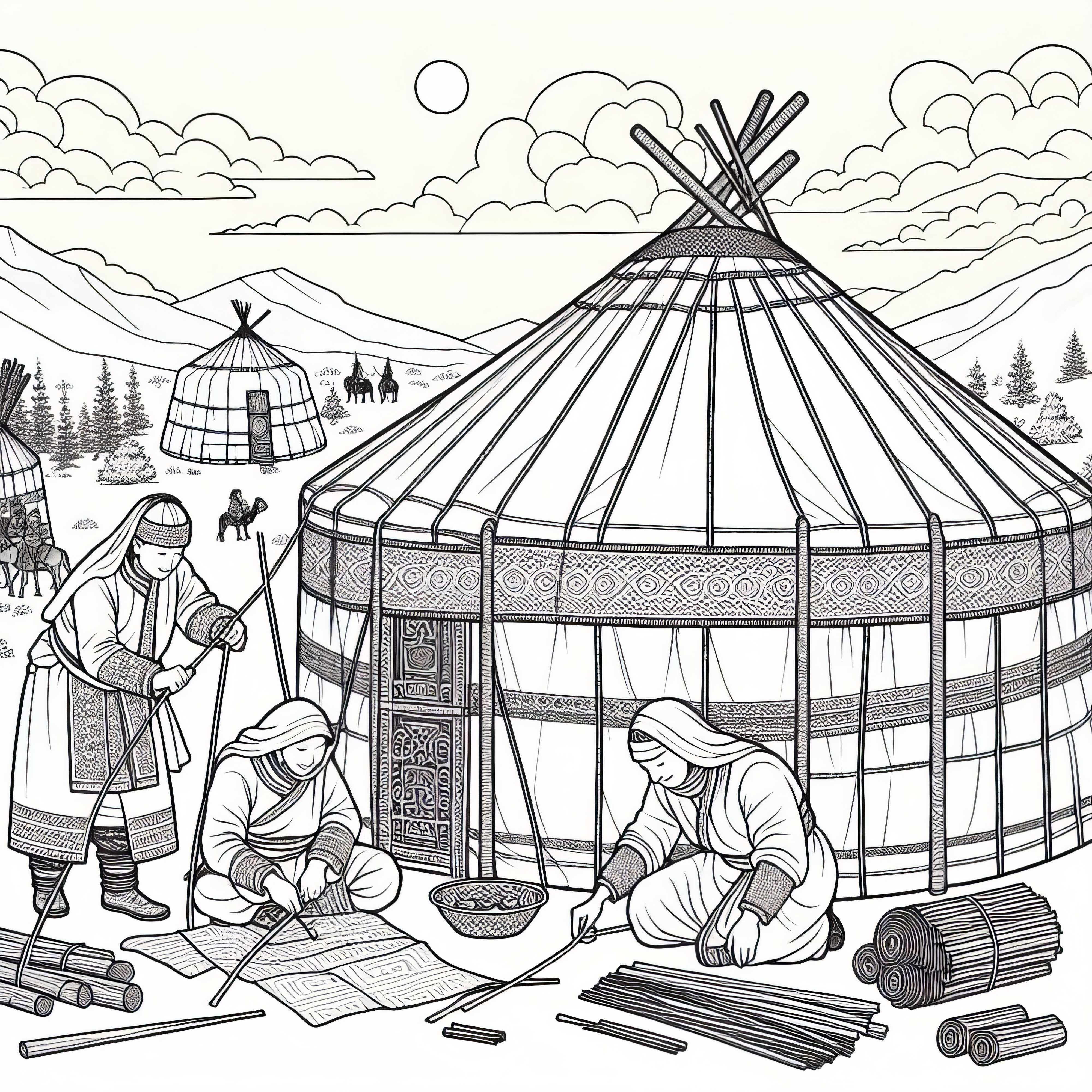Disegno da colorare di giurta mongola da scaricare gratuitamente