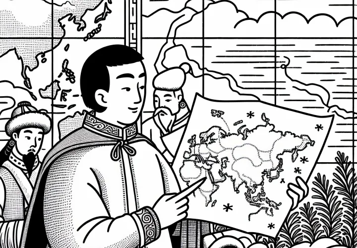 Простая карта с торговыми путями – скачать бесплатный раскраску Монголов