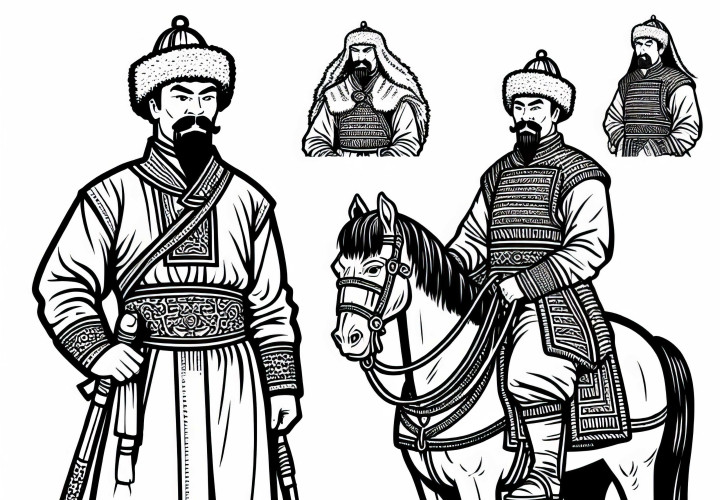 Disegno da colorare di Gengis Khan per i Mongoli – Immagine da colorare gratuita