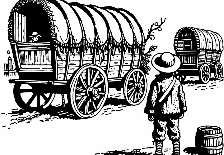 Caravana con carro - Plantilla para colorear sobre la Guerra de los Treinta Años