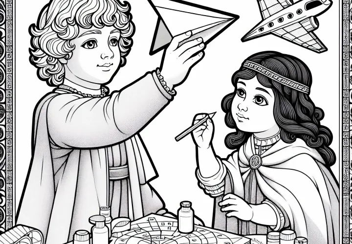 Дети тестируют бумажные самолетики Раскраска Изобретения Бесплатно