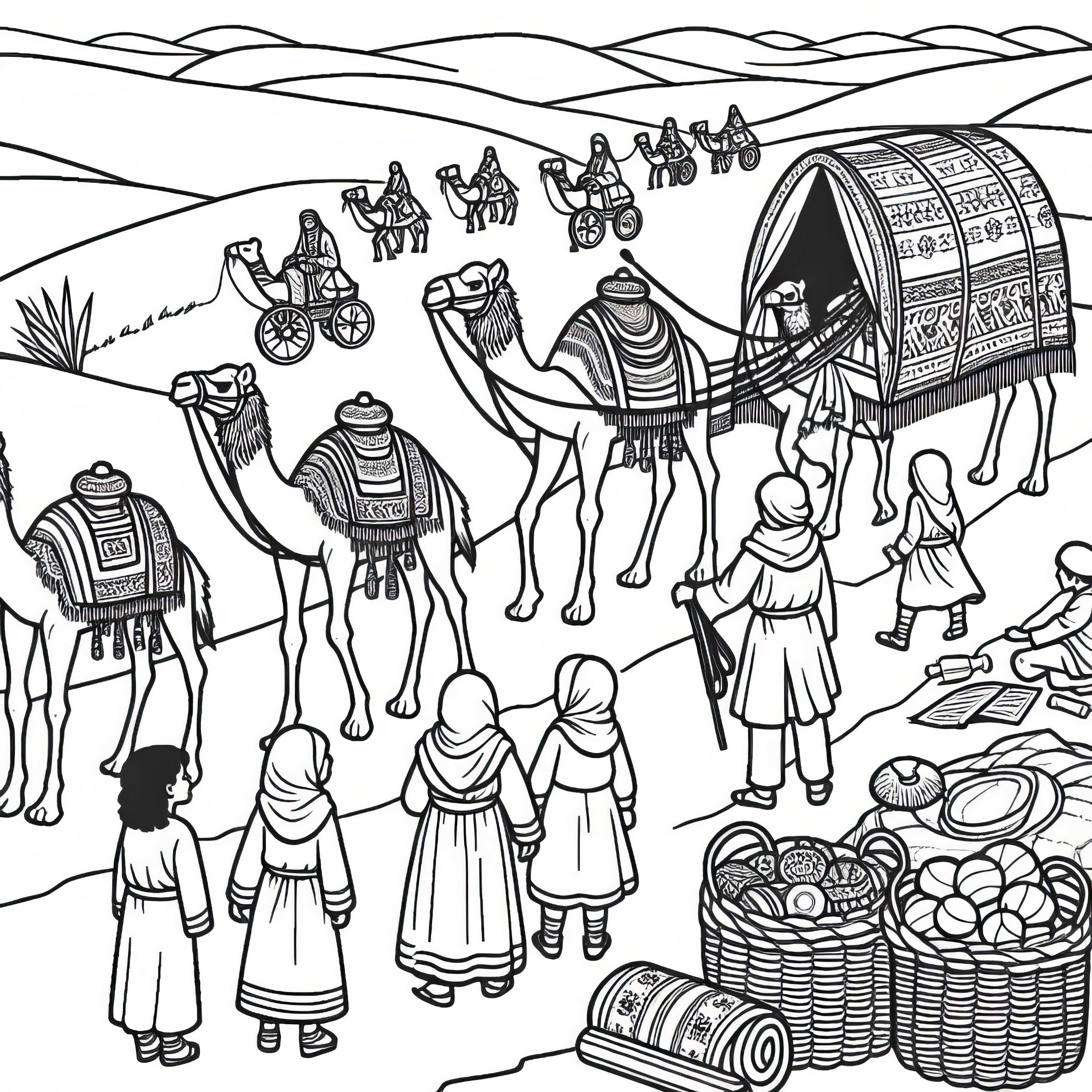 Caravan with camels – Coloring template for the Silk Road Caravan with camels – Coloring template for the Silk Road