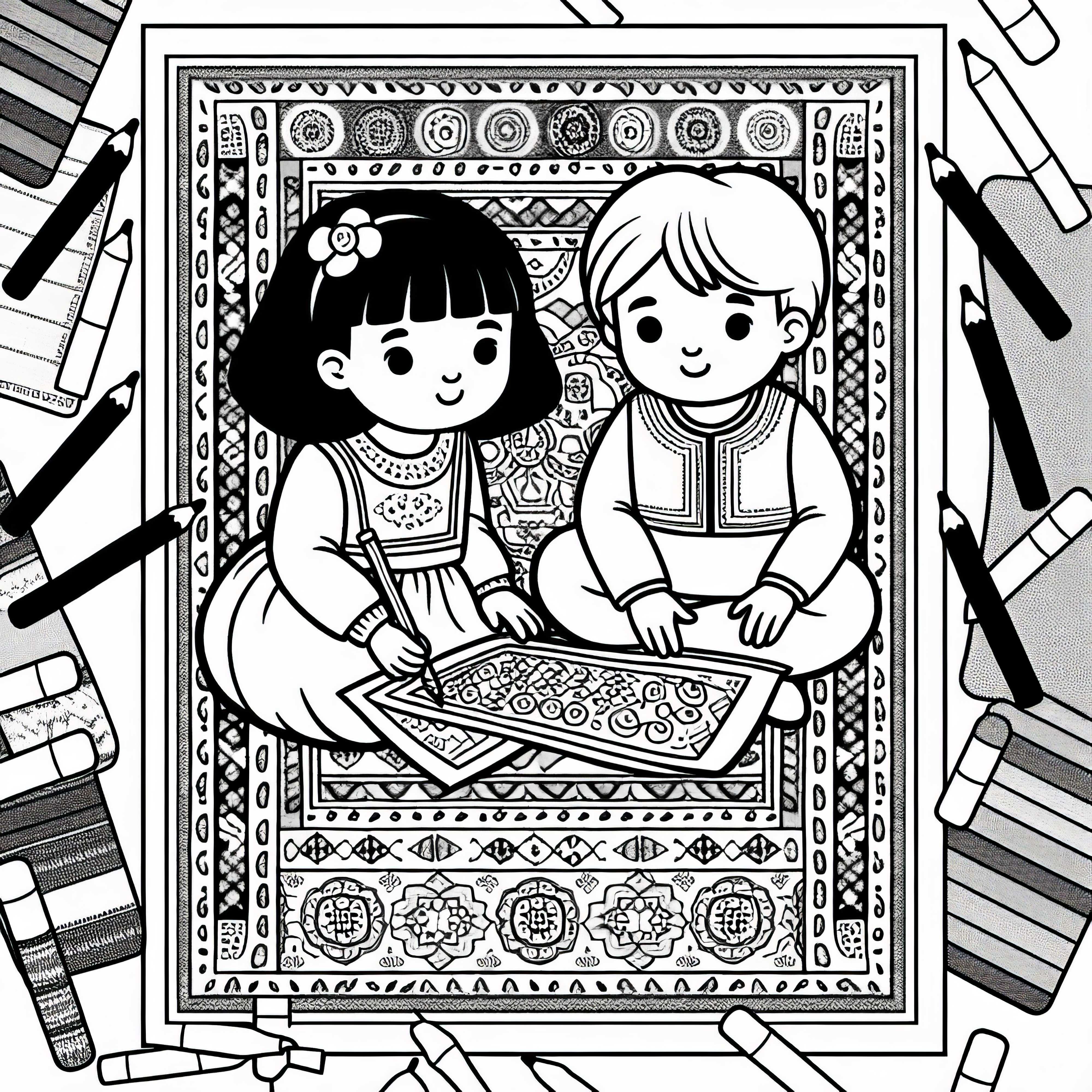 Carpet coloring template Silk Road Free Free Silk Road Carpet Coloring Template