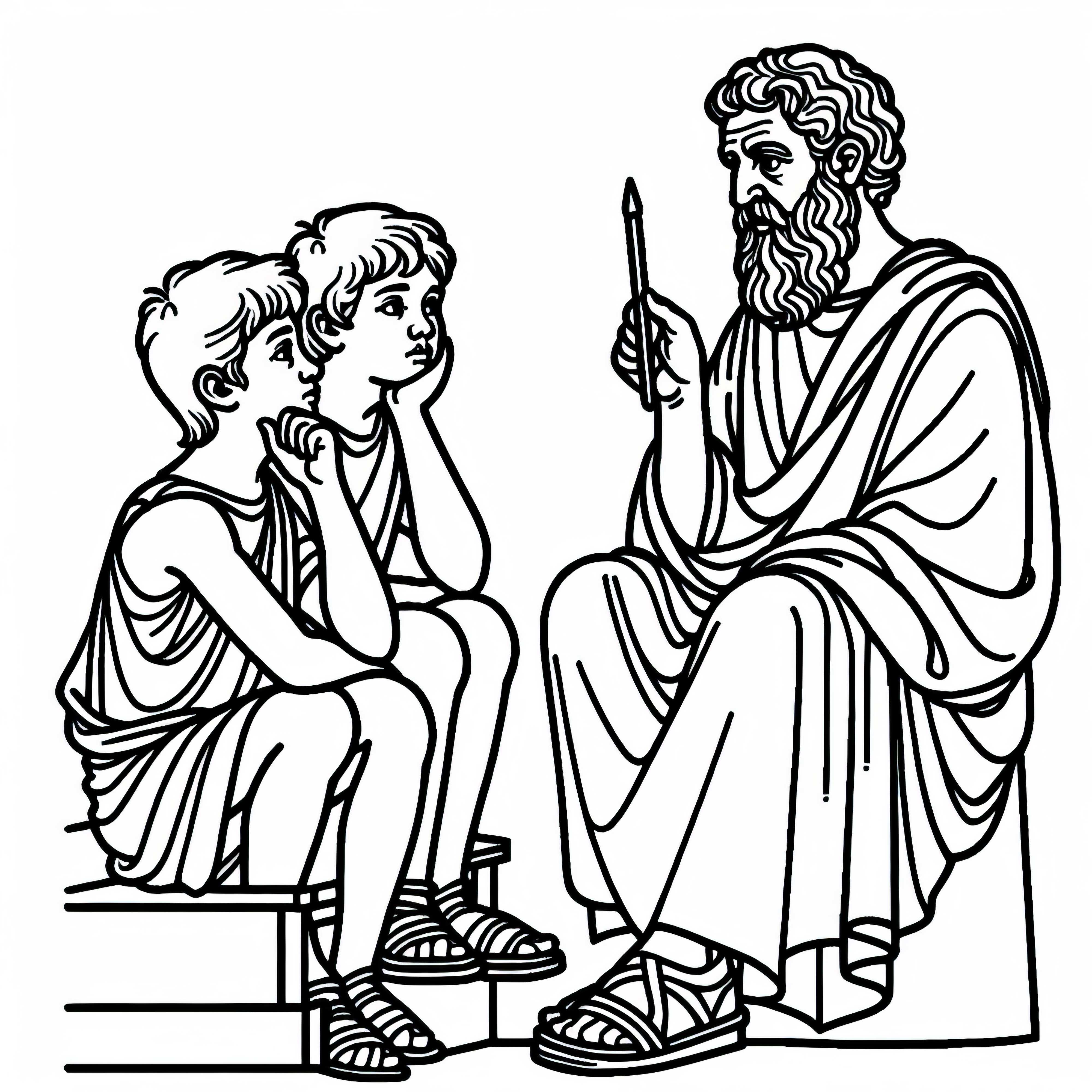 Children listen to philosophers – Free coloring page Sparta Athens Children listen to philosophers - Coloring page Sparta Athens free