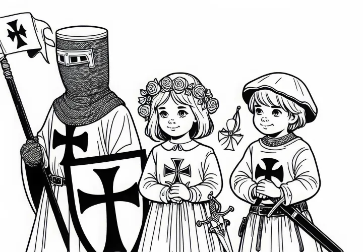 Раскраска рыцарей-храмов бесплатно для раскрашивания