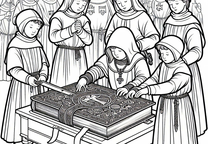 Altes Buches Ausmalbild Tempelritter Gratis