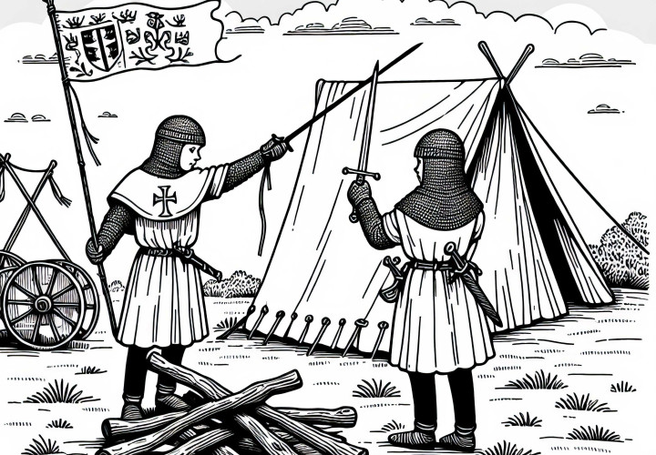 Ritterlager Ausmalbild für Tempelritter Kostenlos