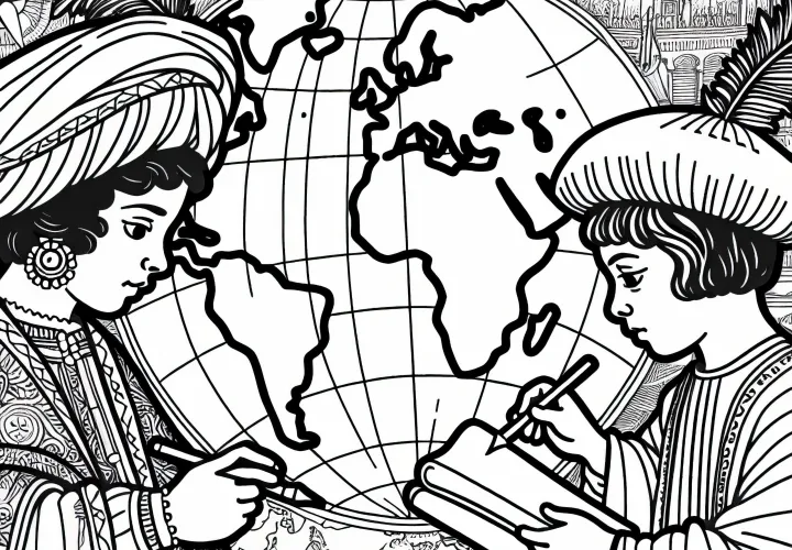 Контурная карта мира из золотого века Испании – Бесплатная загрузка