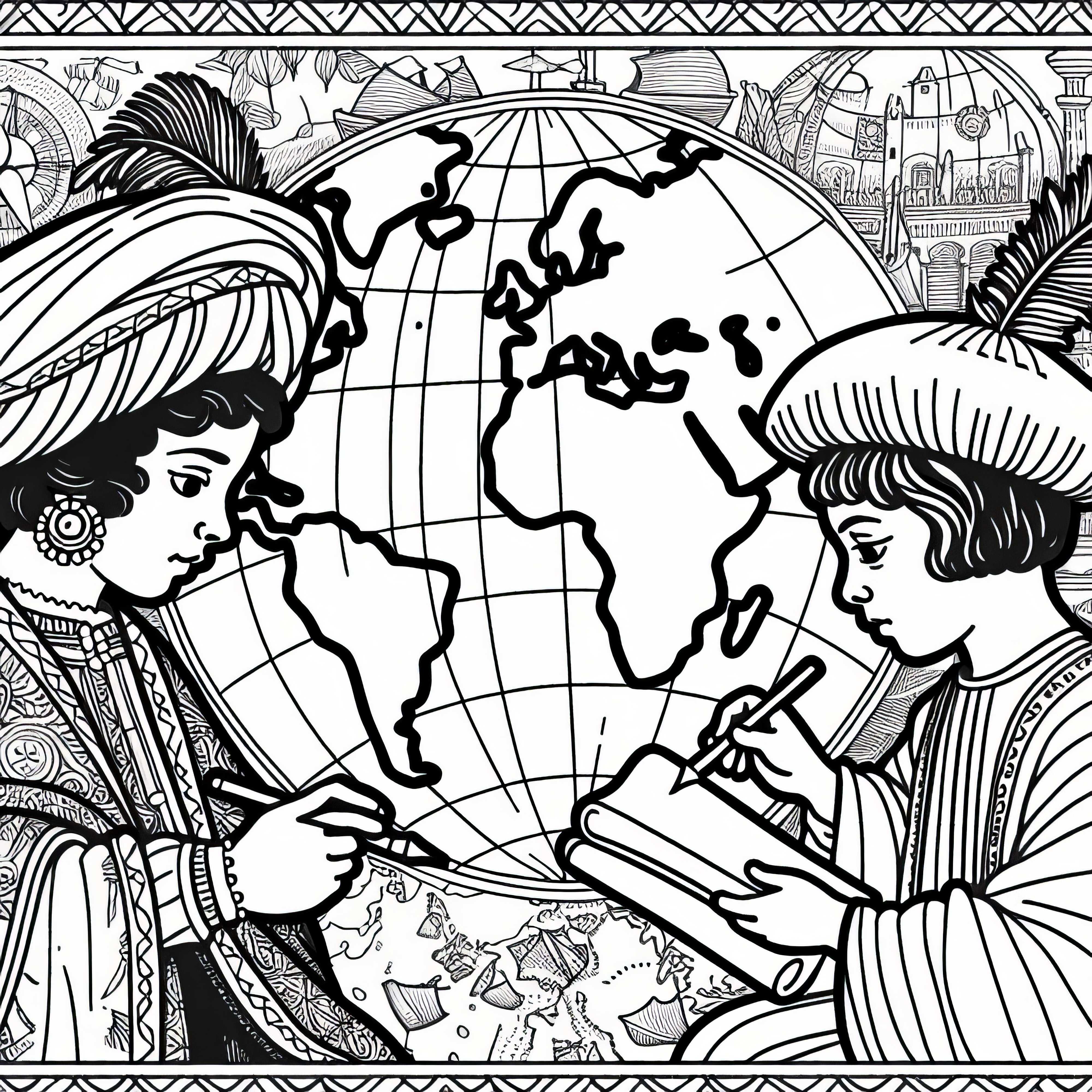 Världskarta målarbild från Spaniens gyllene tid – Gratis nedladdning