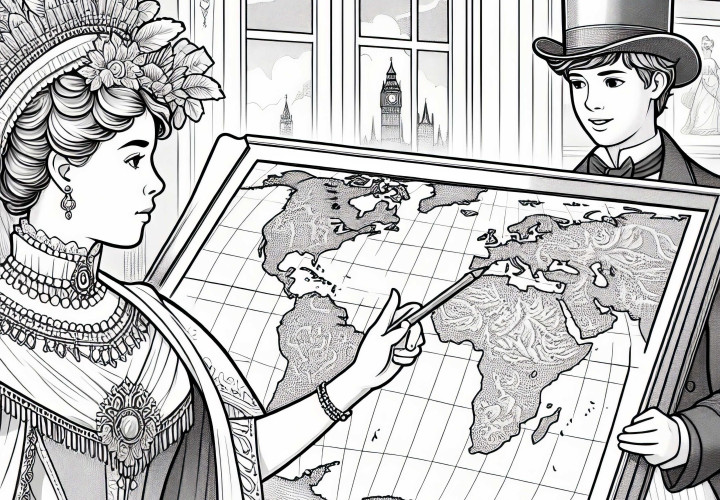 A nő Viktória korának világképére mutat - ingyenes színezőlap történelmi női alakokról