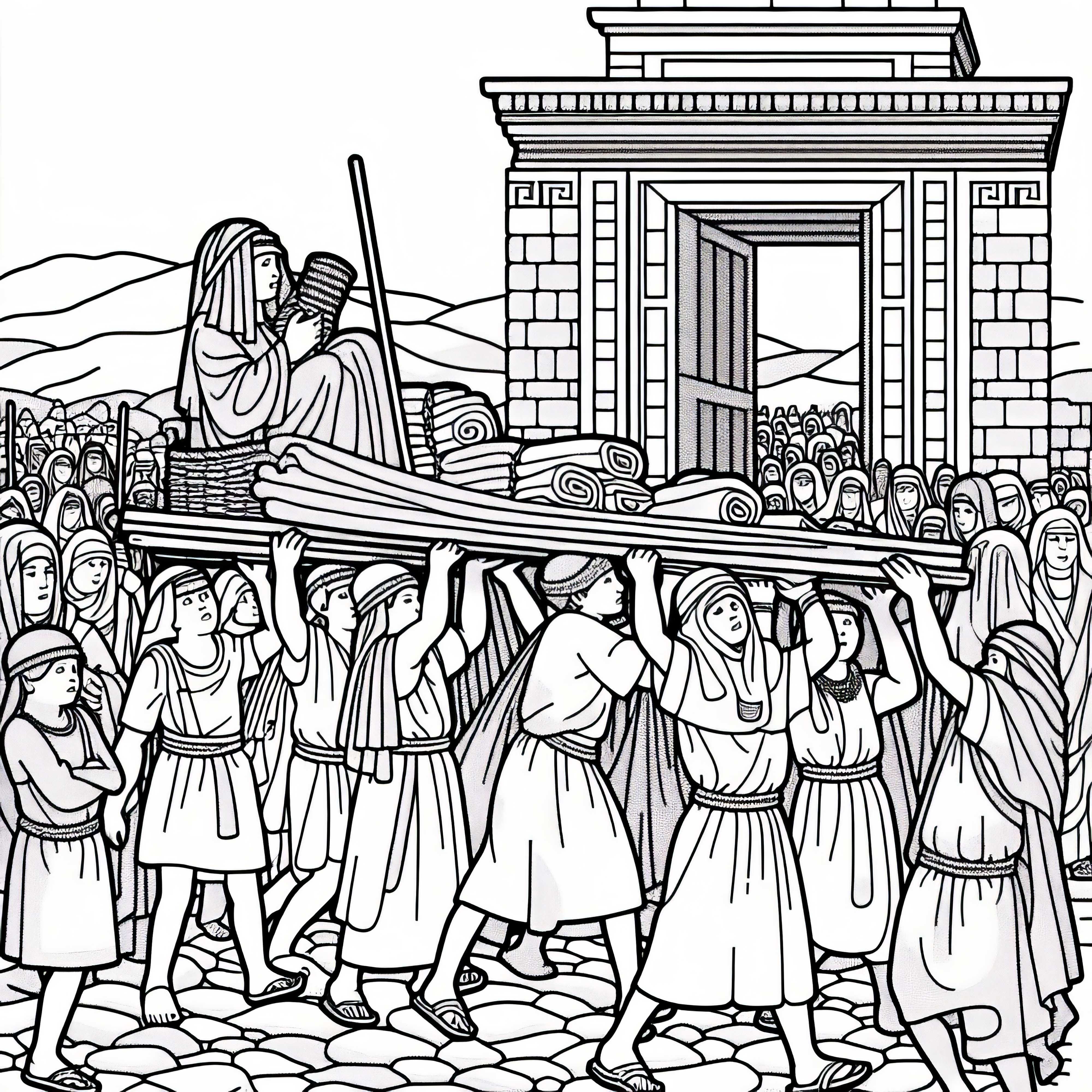 Mennesker bærer stofballer – Malerleksik for de ældste civilisationer gratis Mennesker bærer stofballer – Maleark til ældste civilisationer gratis