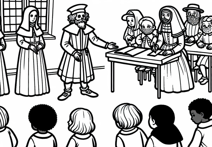 Децата учат в класната стая как хората по-рано са се справяли с болестите – Безплатна рисувателна страница Черна смърт
