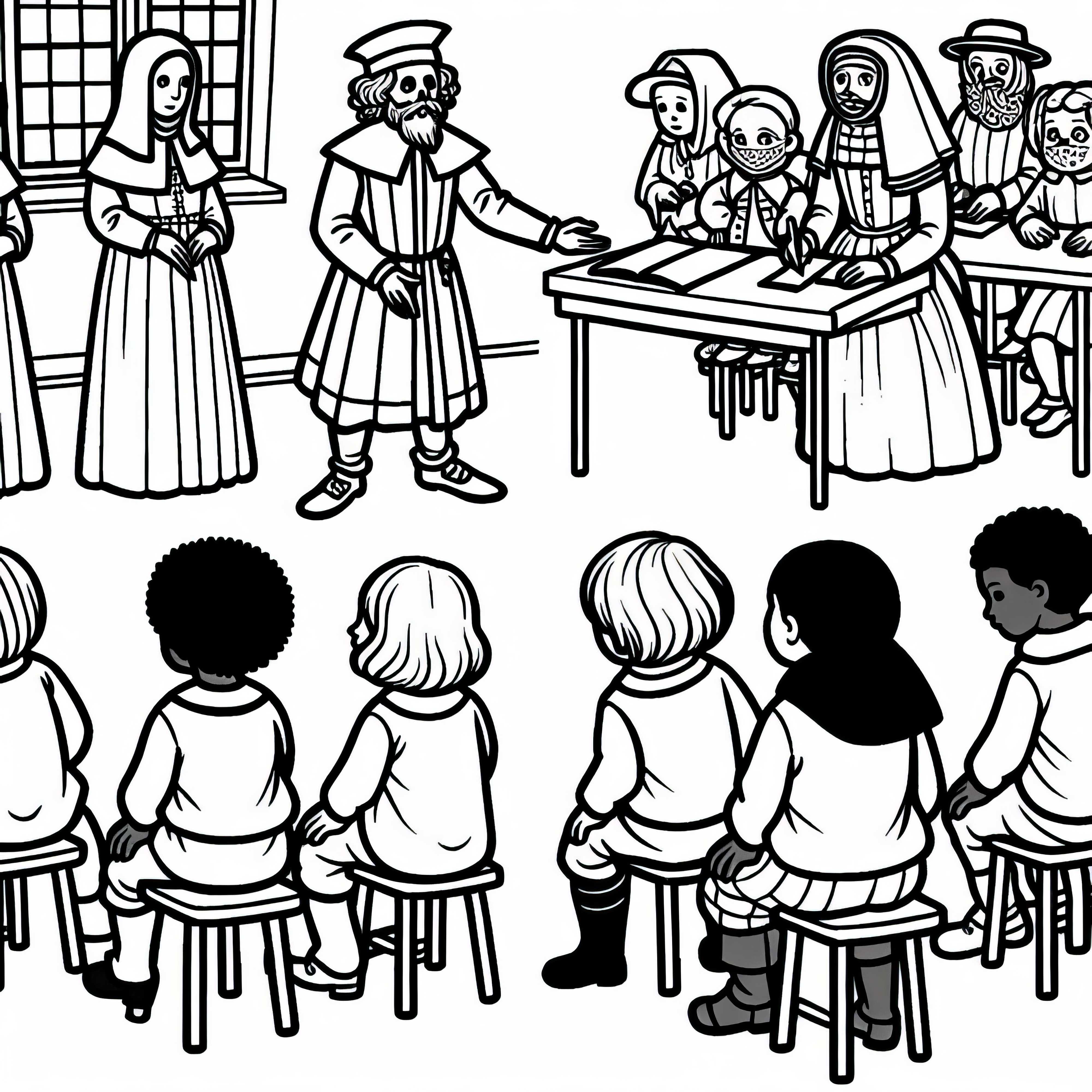 Децата учат в класната стая как хората по-рано се справяли с болестите &ndash; безплатна оцветяваща страница Черната смърт