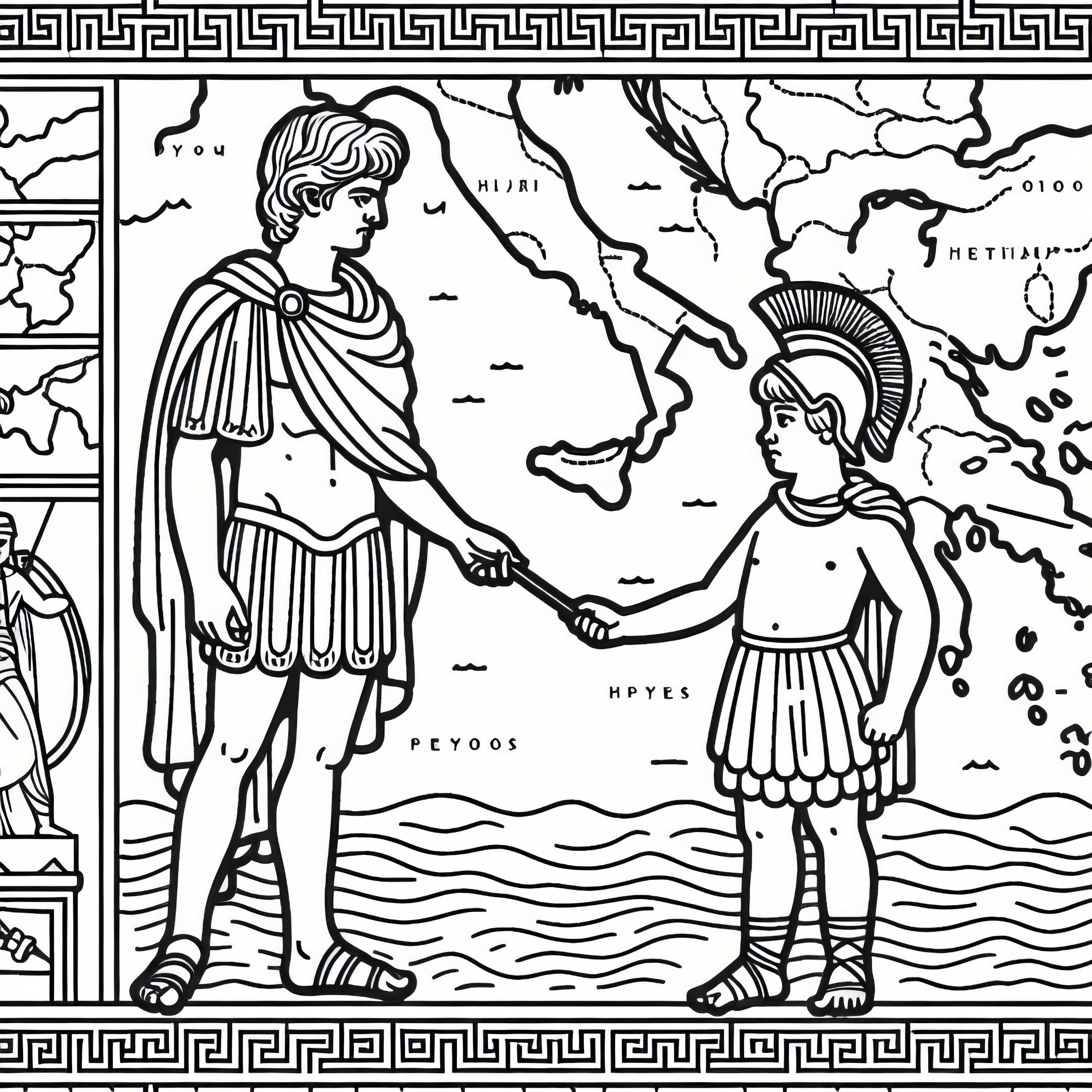 Римляни пред карта на исторически битки – Безплатна оцветявка Римляни пред карта на исторически битки – Безплатна оцветяваща картина