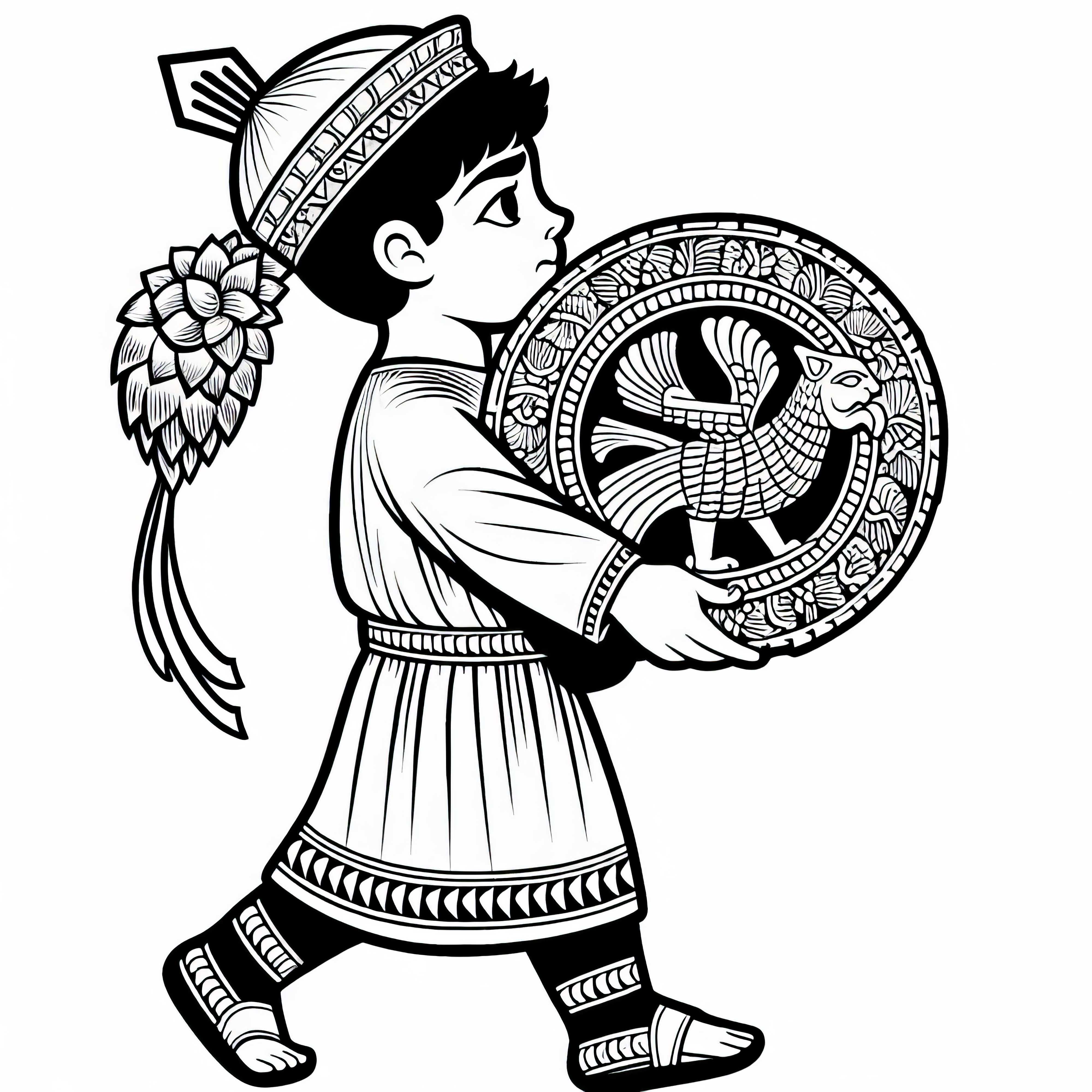 Момче носи кралски символ Оцветяване на хетите – Безплатно сваляне Момчето носи кралски символ Оцветяваща картина на хетитите – Безплатно изтегляне