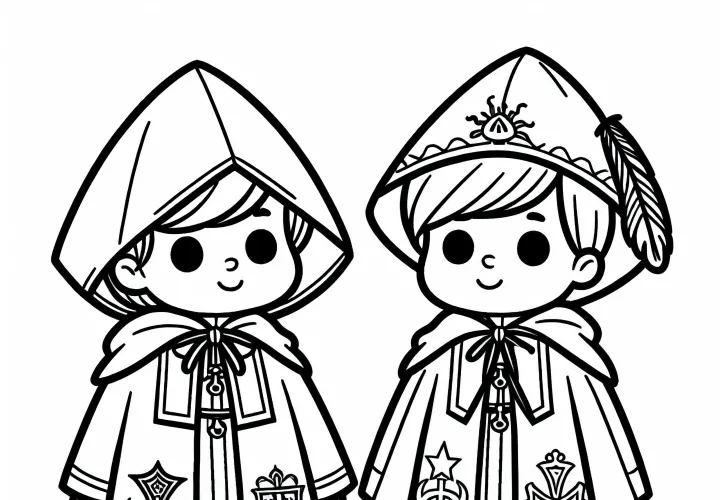 Дети носят накидки с орденскими знаками – раскраска рыцарского ордена бесплатно