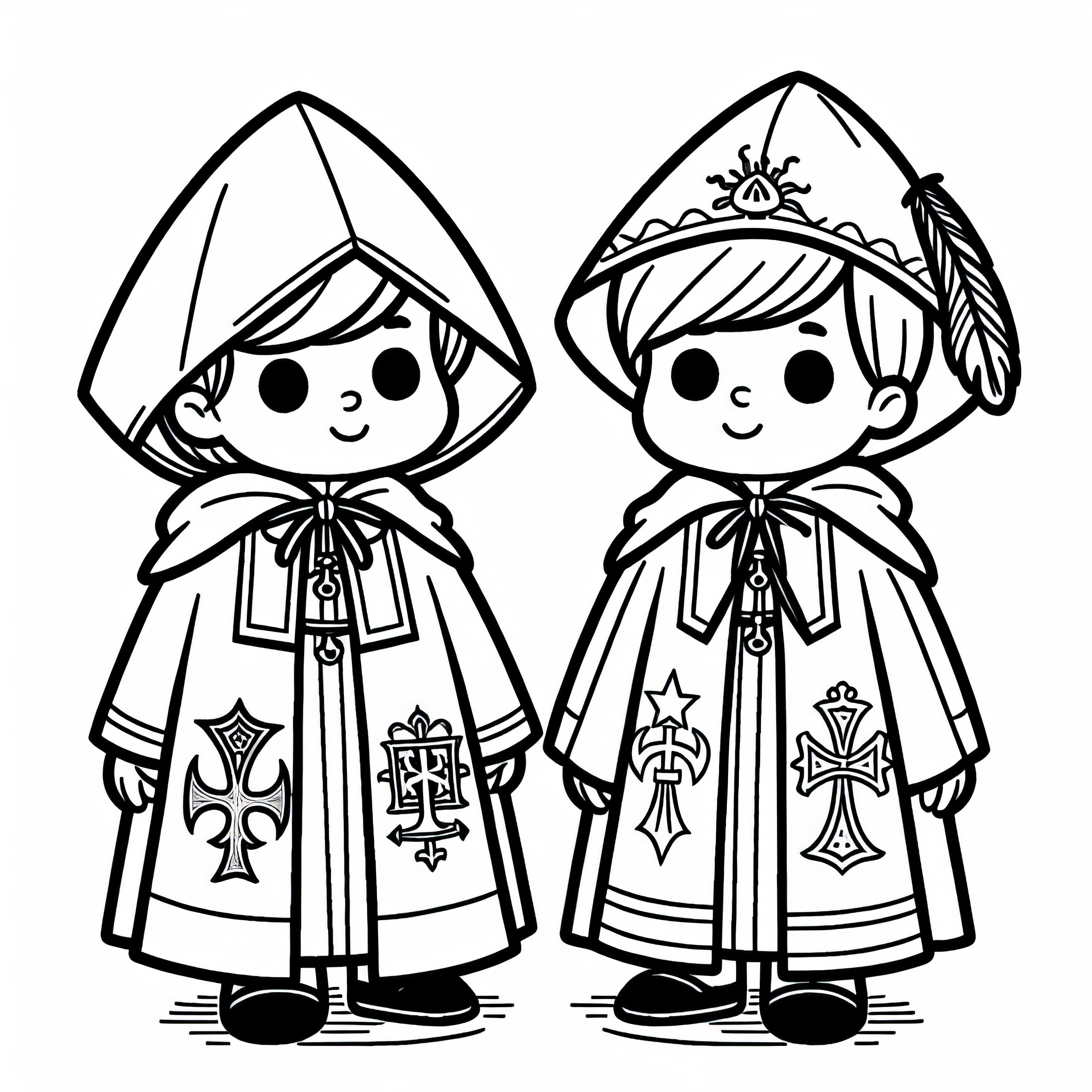 Децата носят наметала с орденски знаци – безплатен шаблон за рисуване на рицарски орден Децата носят наметала с орденски знаци - безплатна боялка Рицарски орден