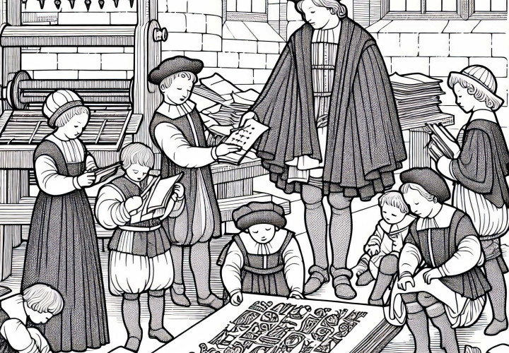 В печатницата – Оцветяваща книга безплатно