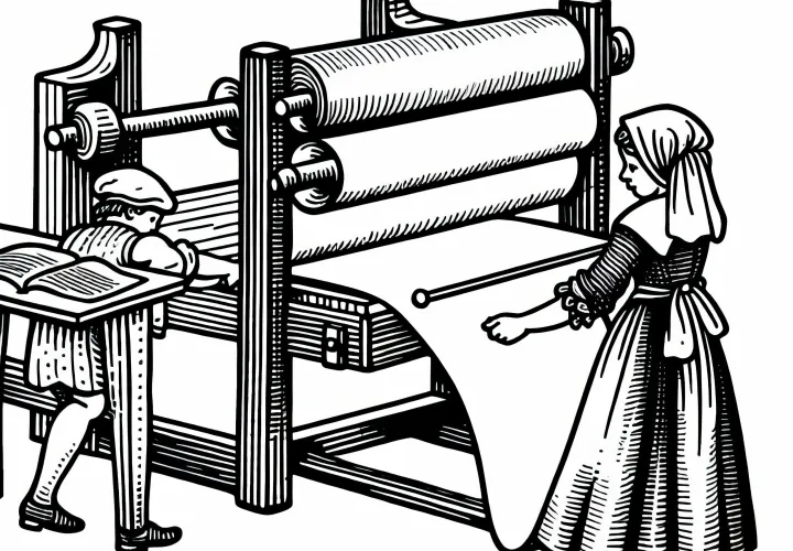 Работа на печатном станке - Бесплатная раскраска для книгопечатания