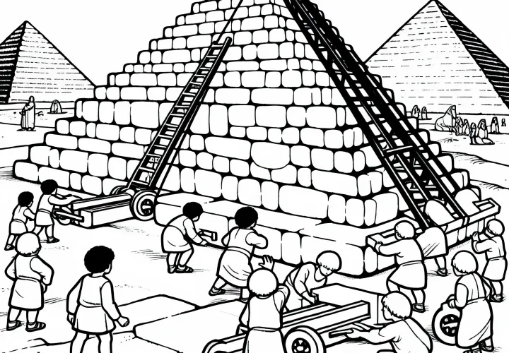 Пирамиды Гизы в Египте: Раскраска для одного из семи чудес света для скачивания