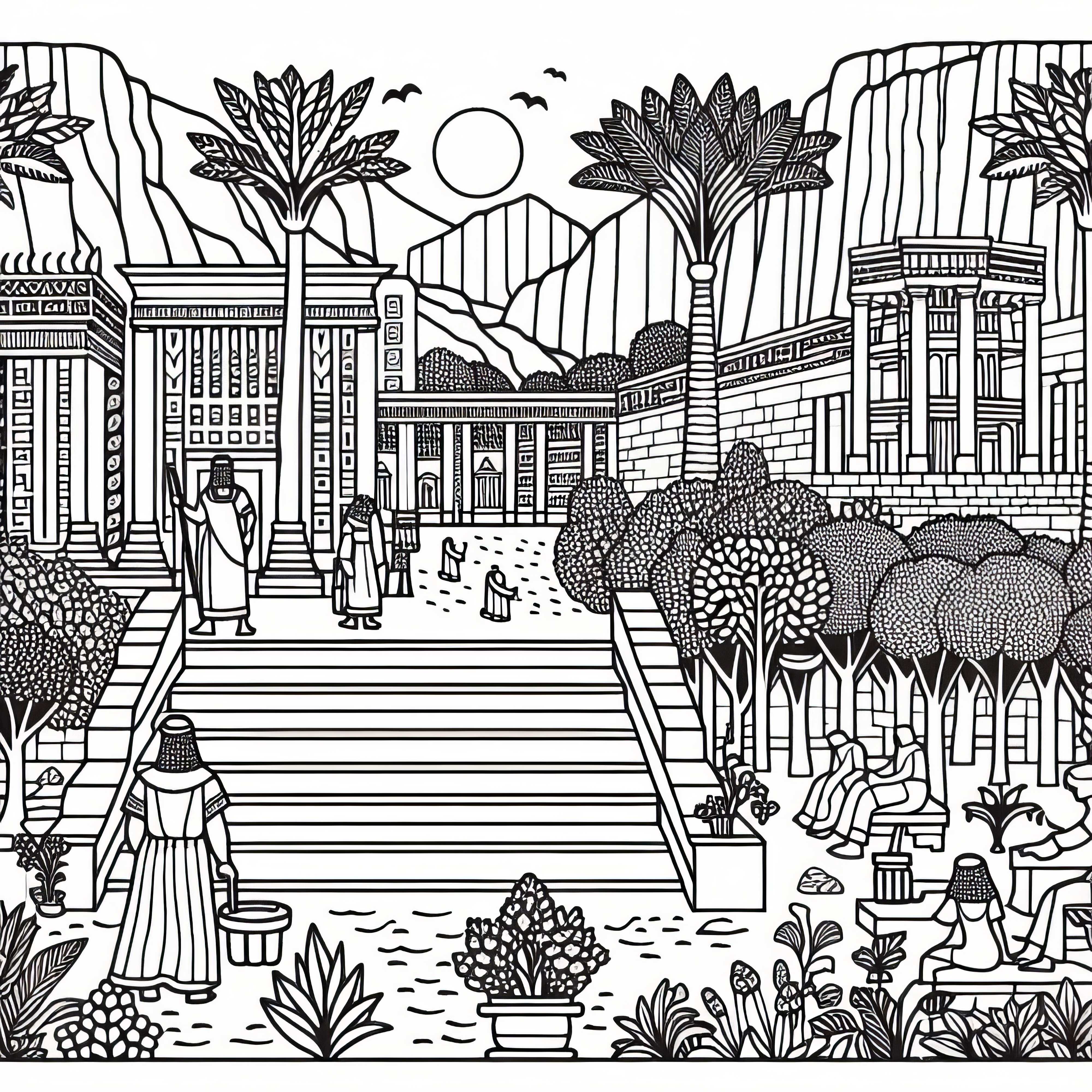 Hængende haver i Semiramis i Babylon – Malebog for et verdensvidunder