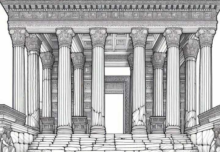 Храм Артемиды в Эфесе - Раскраска чудо света бесплатно