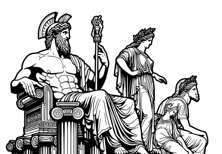 Zeusstatue fra Olympia som farvelægningsskabelon for verdensunder kan下载gratis