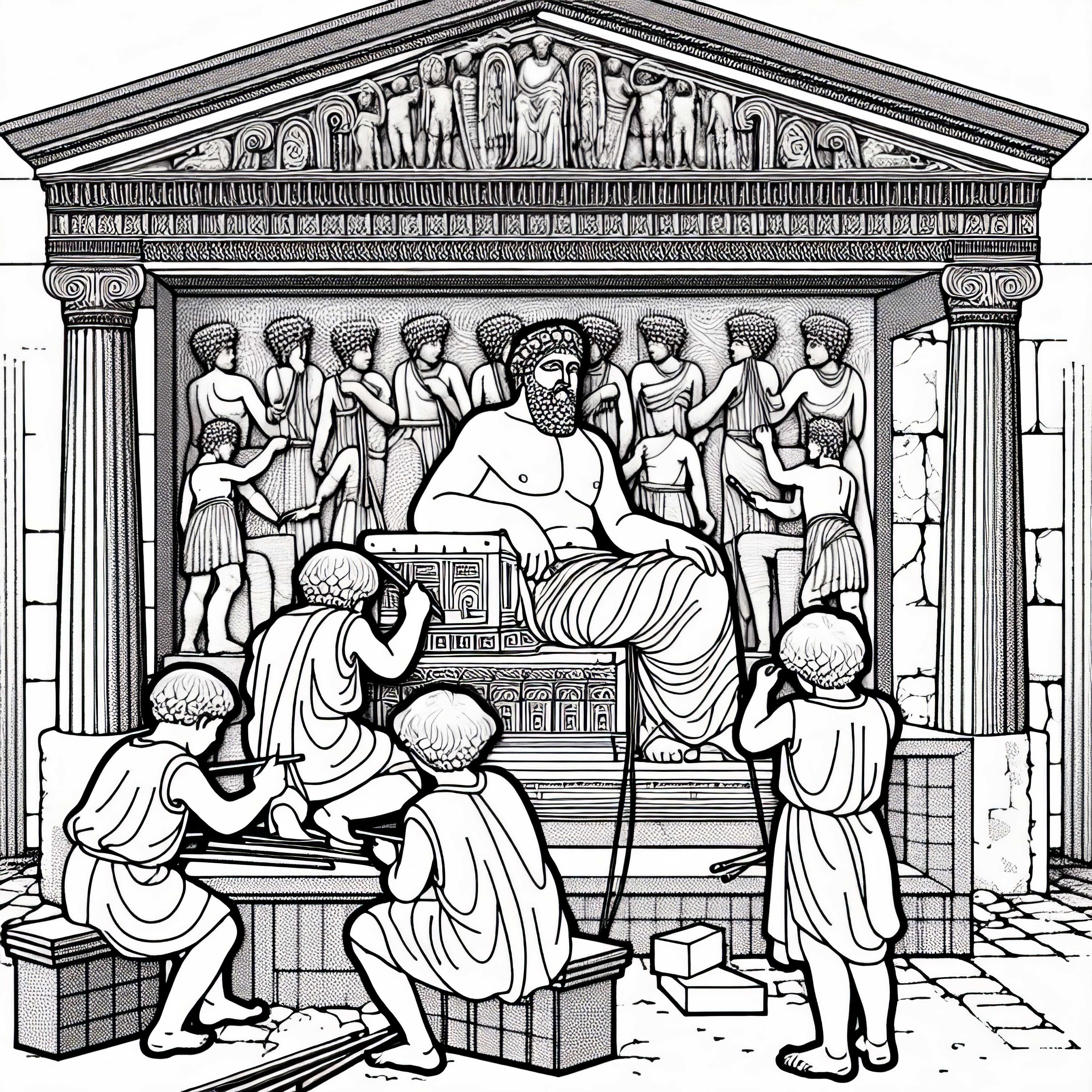 Mausoleum i Halikarnassos - Stenhuggere arbejder på kunstneriske relieffer