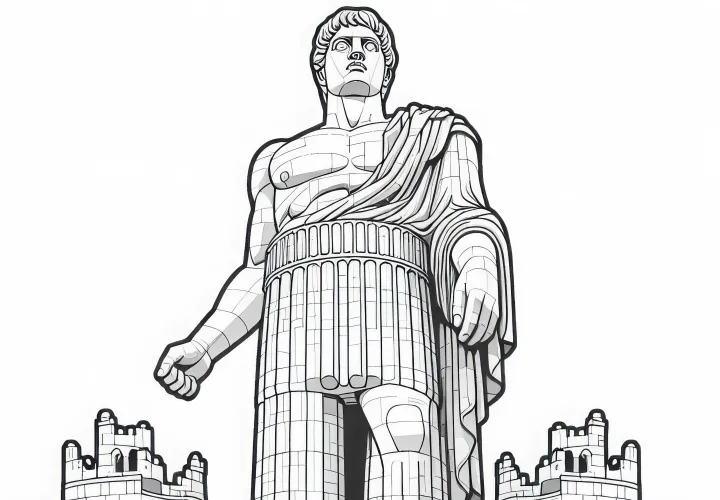 Мотив для раскраски Колосса Родосского для скачивания