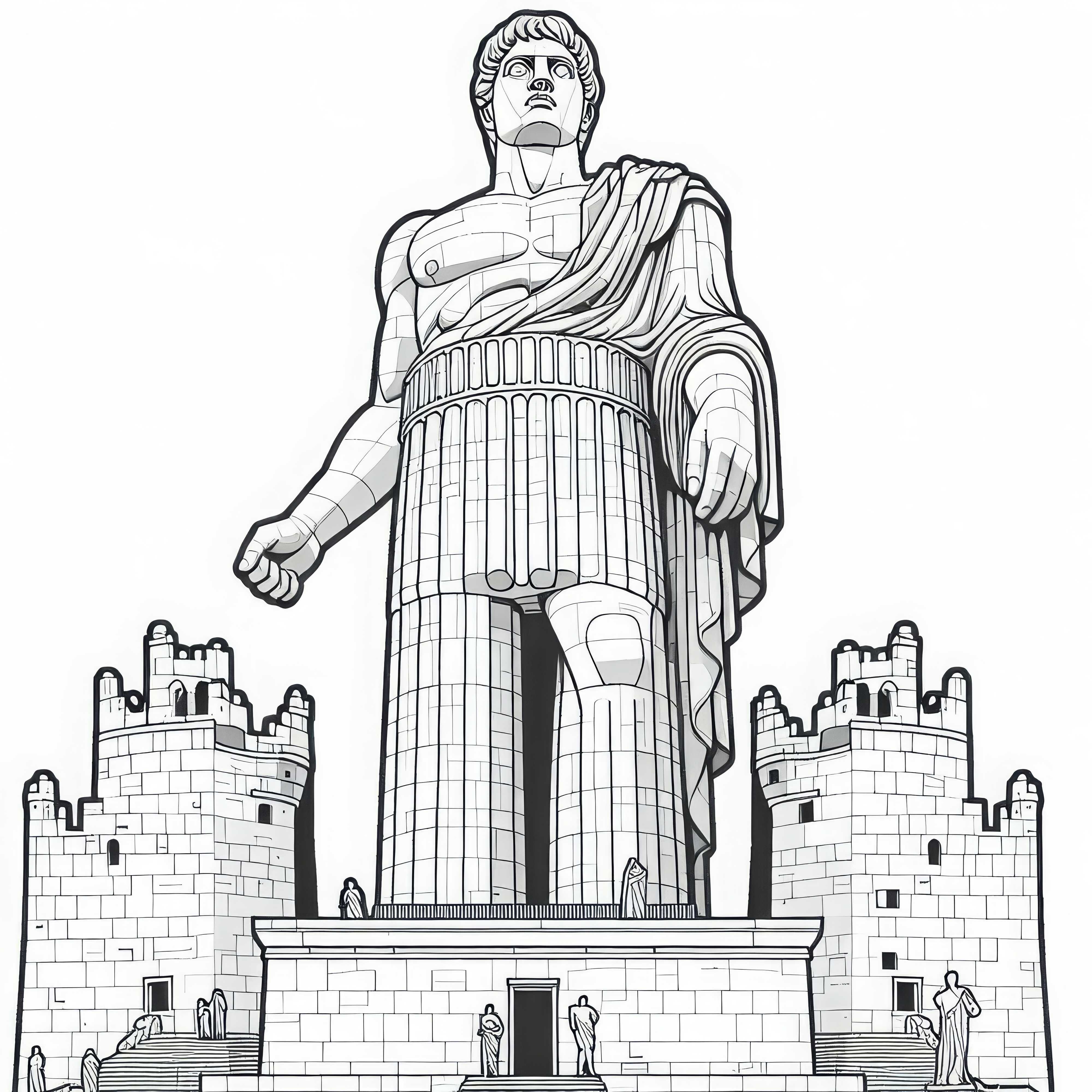 Kolossal af Rhodos farvelægningsark til verdensvidundere til download